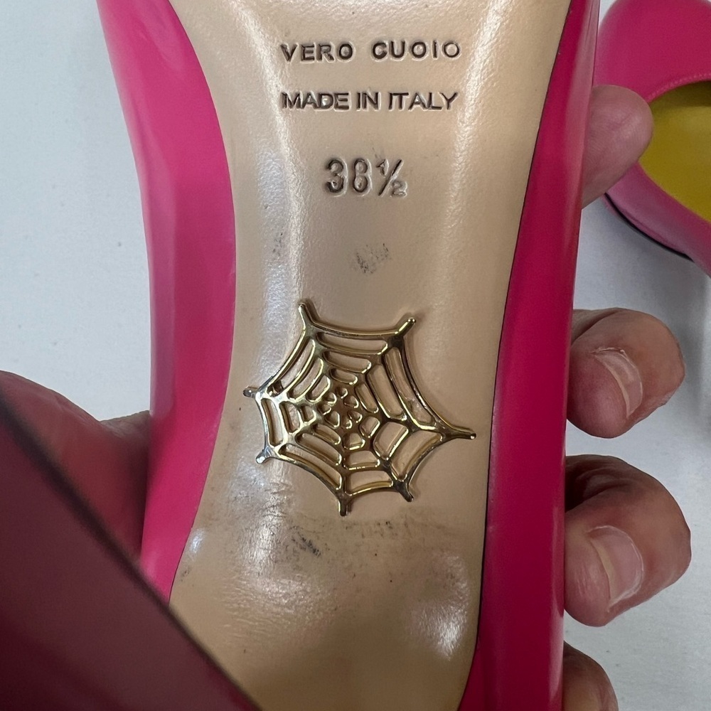 Charlotte Olympia Dolly Barbie Pink Leather Platform Stiletto Pumps Size 38.5 - Picture 11 of 11